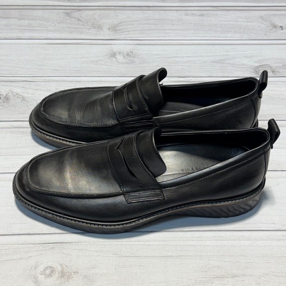 ECCO ST.1 Hybrid Penny Loafers Mens 11 Black Leather Shoes Slip On Shoes